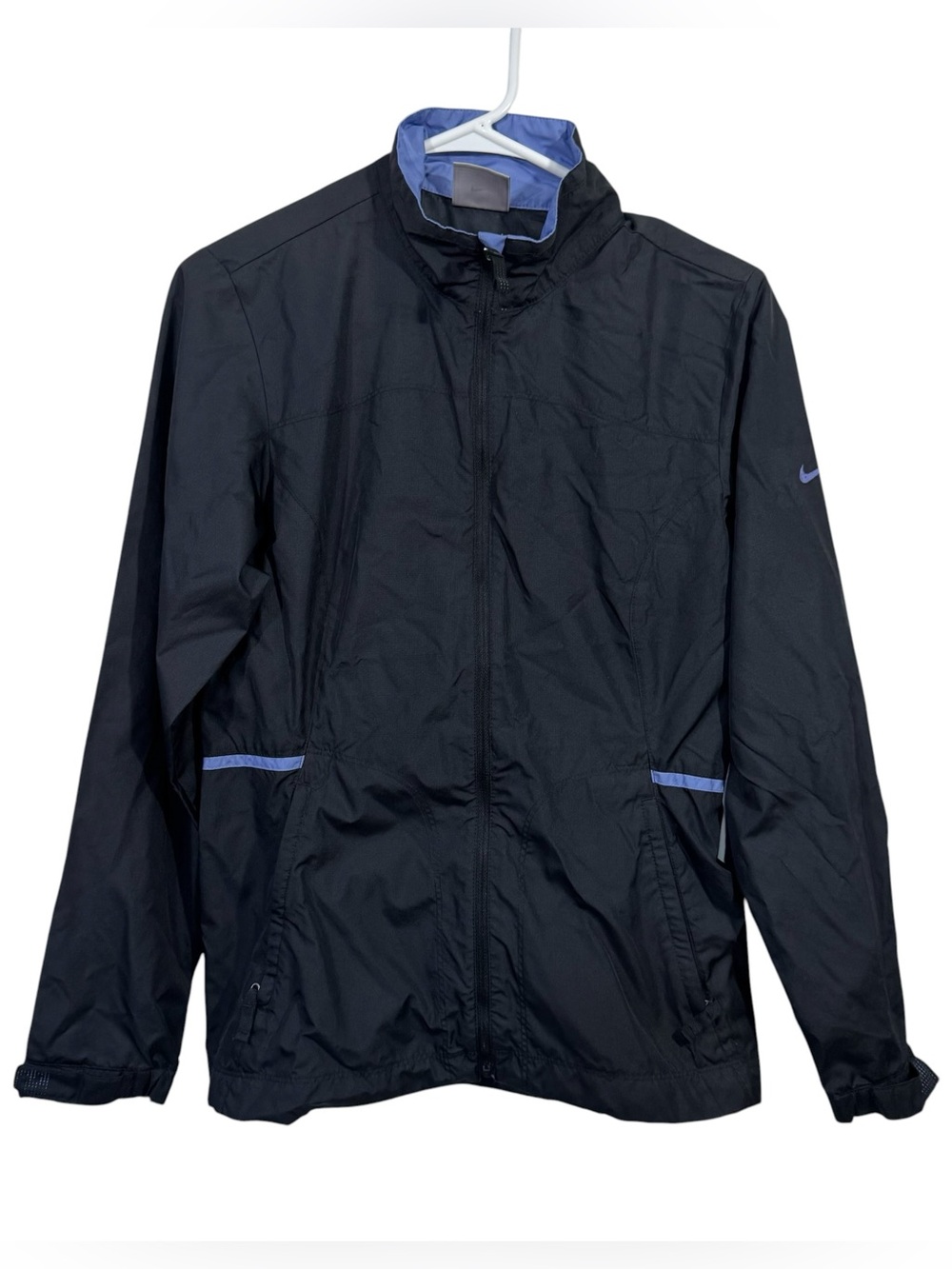 Nike Golf Retro Black Tapered Waist Windbreaker Full Zip Athletic Jacket
